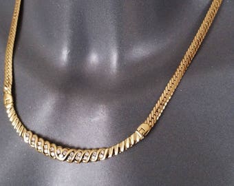 Chain Necklace Gold 585 Crystal gemstones Vintage GK150