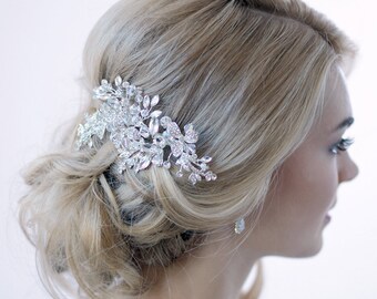 Swarovski Crystal Hair Clip, Silver Hair Clip, Bridal Hair Comb, Crystal Bridal Clip, Hair Clip for Wedding, Bridal Hair Accessory ~TC-2265