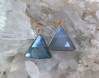 Aqua Aura Vogel - Marcel Vogel Earrings- set in 18kt Gold on Silver - A Grade ! Powerful