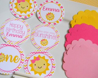 You Are My Sunshine DIY Cupcake Toppers, Sunshine Party Decorations, Sunshine Cupcake Toppers, Sunshine Party Supplies, Set of 12
