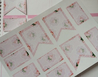 Half Boxes, Flags, Roses, Stickers, Planner Stickers, Fits Erin Condren Planner, Stickers