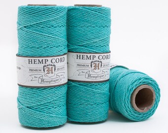 Teal Hemp Cord, 1mm, 20lb, 205 Feet, Macrame Cord, Teal Bead Cord, Twine -T10