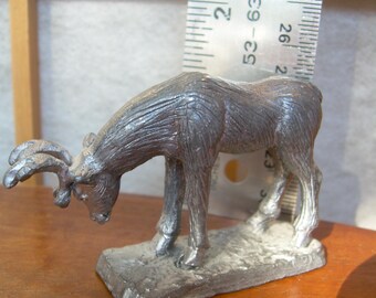 PEWTER STAG + DEER pair made in U.S. Spoontique doe and fawn. Stag has U.S.A. sticker. Handcrafted, fine quality detail.