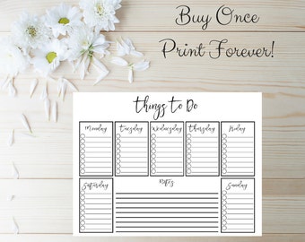 To Do List Printable - Checklist Printable - Daily To Do List - Weekly To Do List - Instant Download - Day Planner Printable - Daily Planner