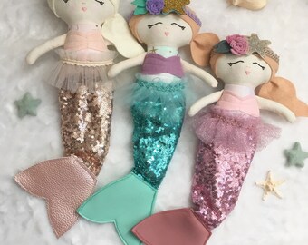 Mermaid Doll, Handmade Mermaid Doll, custom doll, fabric doll, Mermaid Princess Doll, Mermaid Fabric Doll, girl gift, Princess Doll