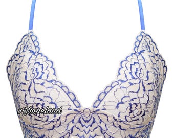 Beautiful Lingerie - BLUE / WHITE bra and panties set