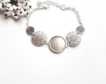 x support cabochon 18 mm ethnic connectors silver bracelet