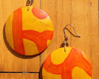 Orecchini di zucca/Gourd Earrings Abstract Design Collection 2018 (Yellow/orange) (tondo/round shape)