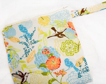 Summersong- 12x12 Sweet Bobbins Wet Bag - SEAM SEALED - Snap Strap - Boutique Quality