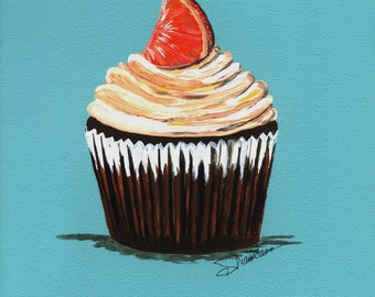 Chocolate Orange Cupcake Painting Print