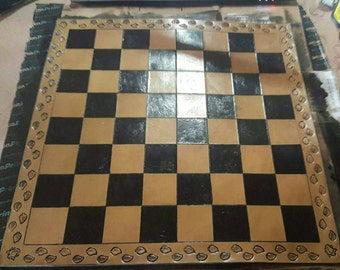 Hand Crafted Leather Chess Board