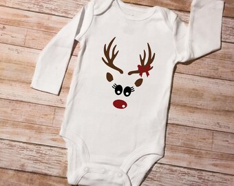 Girl/Boy Long Sleeved Bodysuit/ Reindeer/Rudolph