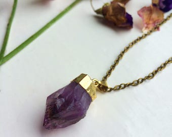 Amethyst Gold Dipped Pendant