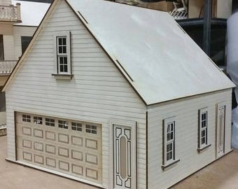 Scale One Inch, Craftsman 2 Car Dollhouse Miniature Garage/Workshop Kit, Scale One Inch