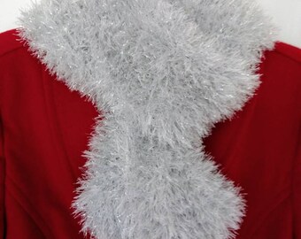 Silver Hand-knit Boa Scarf