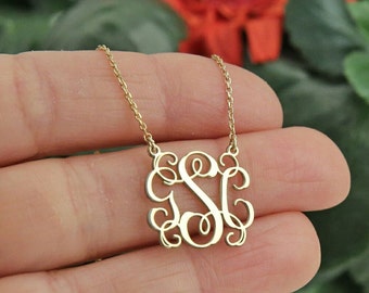 Gold Monogram Necklace •Personalized Gift •Jewelry•gift for her• Personalized Necklace•Mother's Day Gift•Personalized Bridesmaid Gift