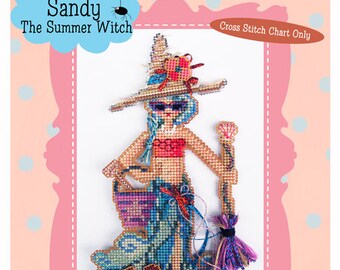Brooke's Books Sandy The Summer Witchie-poo Ornament INSTANT DOWNLOAD Cross Stitch Chart