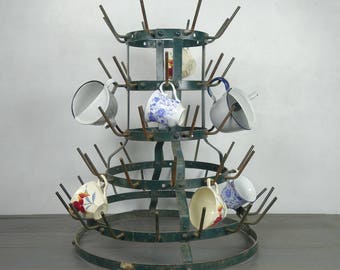 French Vintage Bottle drying rack, Bottle Dryer Holder, French hedgehog, 52 spikes, ca 1950, Industrial decor, Farmhouse