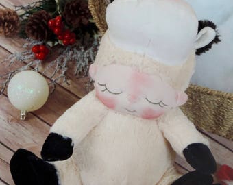 Cloth Doll Soft Doll Stuffed Animal Cow The Thrift Store BeBe Baby Cow for Charity Adopt Him To Help US Schools Fundraiser Artist Bear