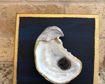Gold Leafed Oyster on 4x4 Canvas