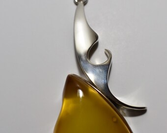 Baltic Amber Pendant, Sterling Silver, Amber Jewelry
