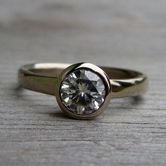 simple moissanite solitaire ring white gold