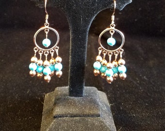 Turquoise and Copper Dangle Earrings