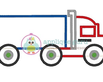 Semi Truck Applique -- Machine Embroidery Design