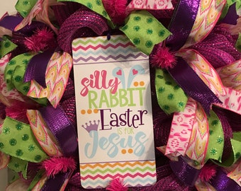 Silly Rabbit SIGN ON Deco mesch wreath