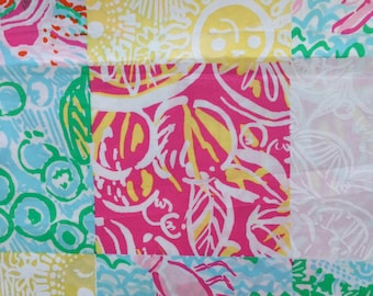 multi state patch poplin cotton fabric square 18"x18" ~ lilly pulitzer
