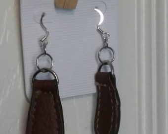 Leather Zipper Pull Earrings