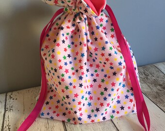 Large handmade drawstring gift bag
