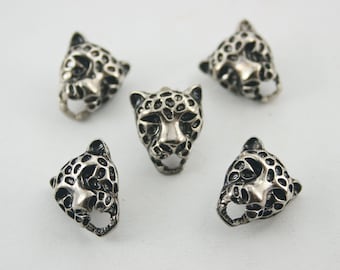 5 pcs. Zinc Silver Tiger Head Leopard Rivets Studs Decorations Findings 14 mm.DHRN1416