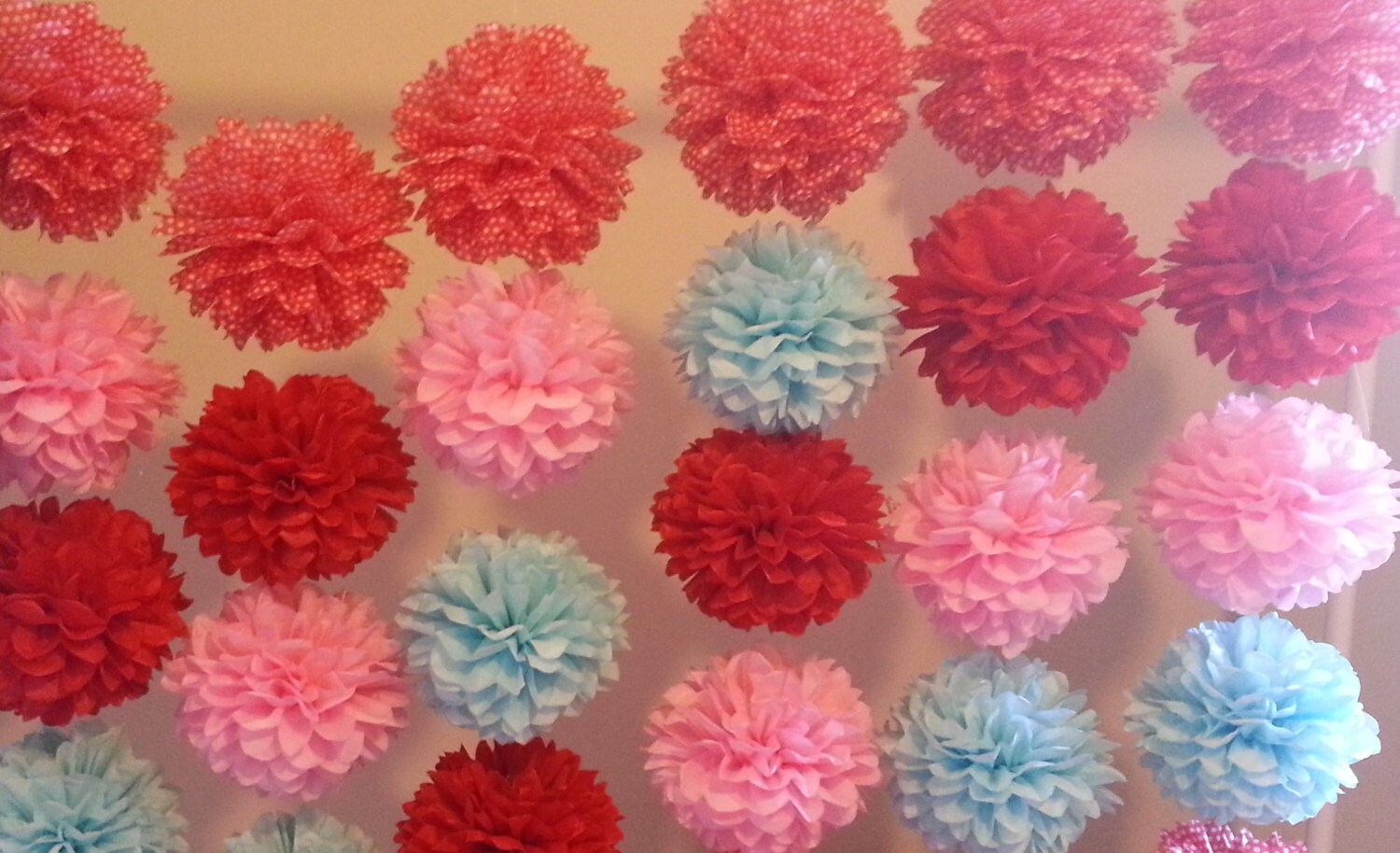 Tissue Paper Pom Pom Garland Birthdays Decor// Nursery//