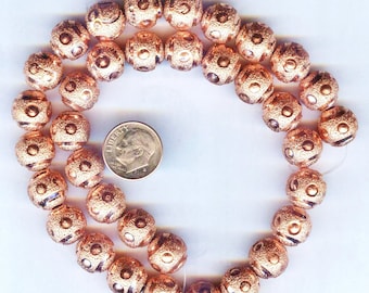 Laser Cut Copper Large Round Beads 12mm 4pcs