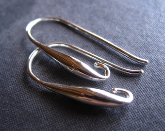 Smooth Elongated Drop French Ear Wires in Solid STERLING SILVER - plain and simple