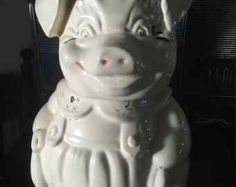 American Bisque Cookie Jar Happy Smiling Pig