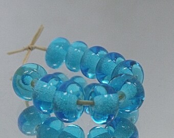 Turquoise Ice, Lampwork Spacer Beads, SRA, UK