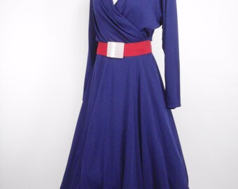 1980s does 1950s Toni Todd Royal Blue Rockabilly Dress, Vintage Dress, 1980s dress, 1950s dress, Toni Todd Dress Pinup Dress, 1950s, 1980s,
