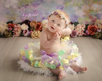 Purple & Lilac Rustic Woodland Flower Crown Halo Tieback Newborn Baby Photography Photo Prop