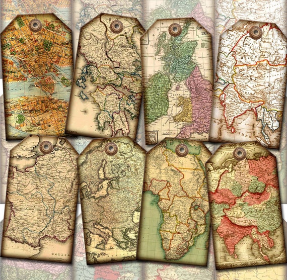 vintage antique maps hanggift tags