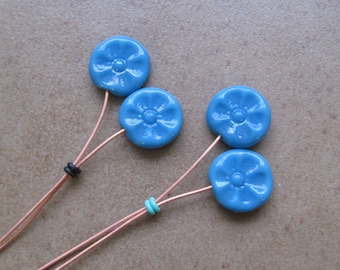Lampwork Headpins - Glass Headpins - Flower Glass Headpins - Copper wire - Glass Headpins Pair - SueBeads - Headpins - Glass Heapins