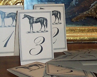 Horse Wedding Table Numbers Equestrian LARGE Cards Kraft or Cream Set 12 Wedding Country Barn Farm Rehearsal Dinner Reception Racing Decor