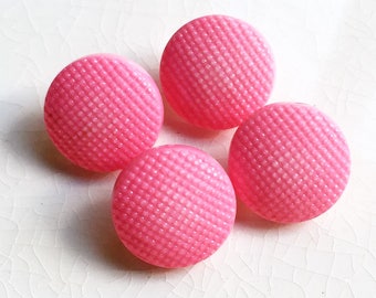 recycled pink shank rounded buttons with textured design--matching lot of 4