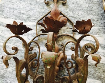 Antique Florentine Wall Candelabra Sconce Green