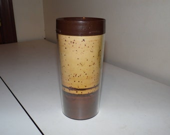 Vintage Thermo Serv Brown Dart Tumbler Insulated Glass