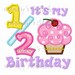 It's my 1/2 half cupcake birthday applique machine embroidery design instant download