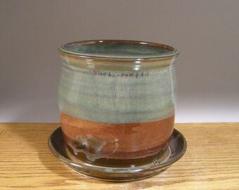 Handmade Stoneware Pottery , Planter , Ceramic Flower Pot , Herb Pot , Jon Whitney Pottery