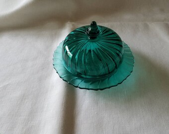 Jeannette Ultramarine Swirl Covered Butter Dish