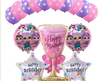 Set of 15pcs Princess Foil / Mylar Birthday Balloon